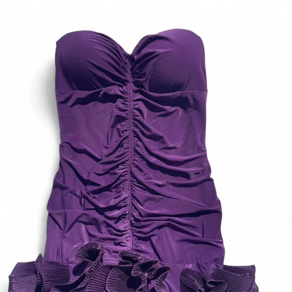 NWT Y2K Goddess London Strapless Ruched Purple Ruffle Bottom Fairycore Dress M - Picture 2 of 8